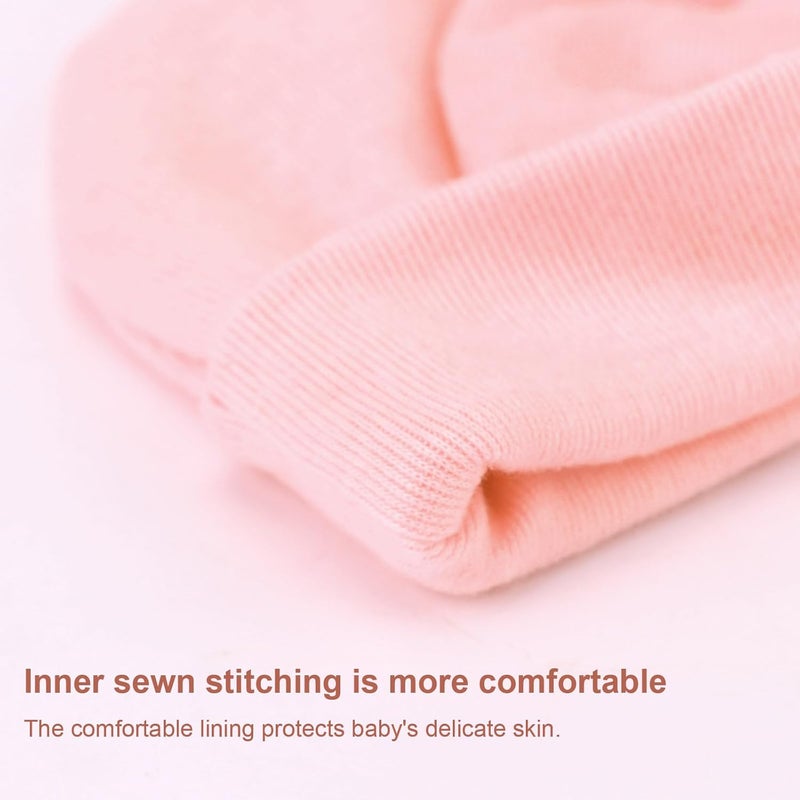 DRESHOW BQUBO Newborn Baby Girls Hats Mittens Set Hospital Hat Beanie Infant Bow Hats Baby Cotton Gloves for 0-6 Months - Image 5